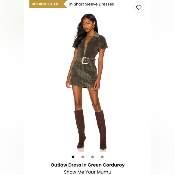 Show Me Your MuMu Dresses & Skirts - Outlaw Dress in Green Corduroy